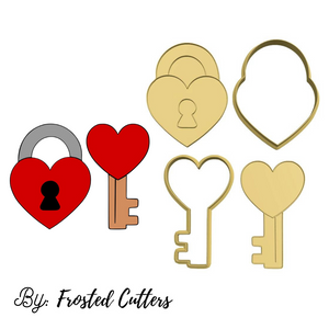 Lock & Key with Heart Set by Frosted Cutters (2 Pieces)