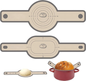 Reusable silicone sourdough bread sling available in round and oval shapes