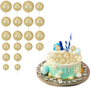 Glitter Ball Cake Topper Set (4 Colors Available)