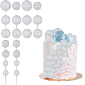 Glitter Ball Cake Topper Set (4 Colors Available)