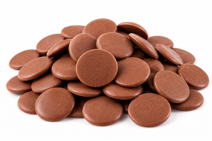 Carma Swiss Milk Chocolate Discs 35% premium couverture chocolate for baking and desserts in 250g and 1kg packs.
