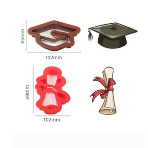Graduation Cap & Diploma shape cookie cutter
