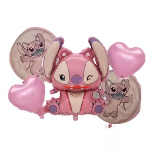 Pink Angel from Stitch Balloon Bouquet Set (5 pieces)