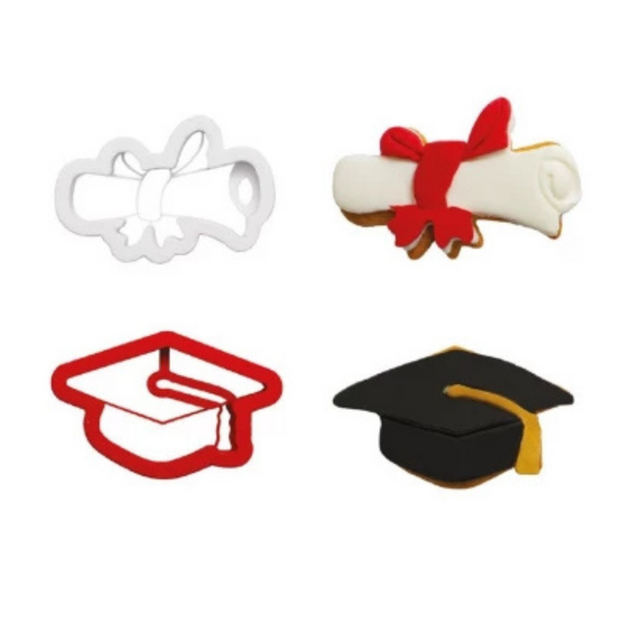 Graduation Cap & Diploma shape cookie cutter