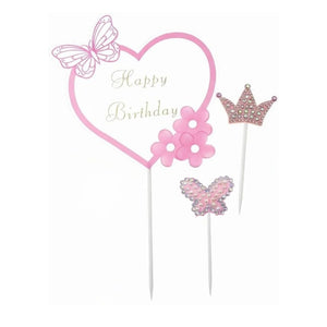 Pink Princess Happy Birthday Topper