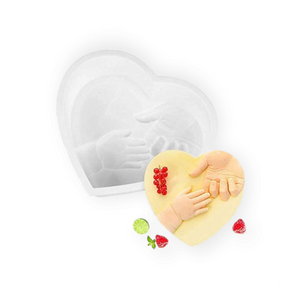 Large Heart Silicone Mold with Mom & Baby Hands