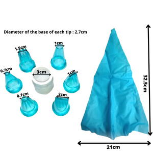 Silicone Piping Bag with 6 Tips