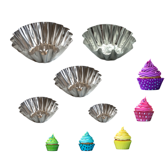 Aluminum Cupcake & Muffin Mold- Set of 6 (5 Sizes Available)