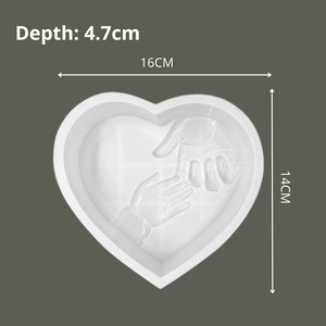 Large Heart Silicone Mold with Mom & Baby Hands