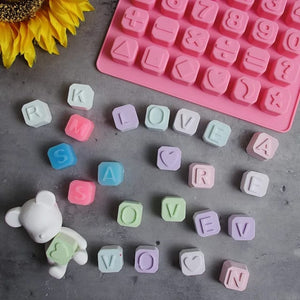 English Letters, Numbers & Shapes Chocolate Silicone Mold