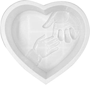 Large Heart Silicone Mold with Mom & Baby Hands