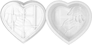 Large Heart Silicone Mold with Mom & Baby Hands