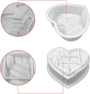 Large Heart Silicone Mold with Mom & Baby Hands