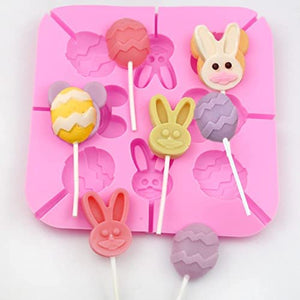 Rabbit, Egg & Mickey Lollipop Silicone Mold