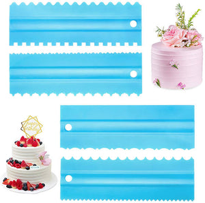 Looped Large Plastic Cake Scraper Set (4 Pieces)