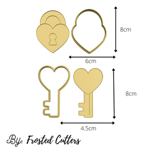 Lock & Key with Heart Set by Frosted Cutters (2 Pieces)