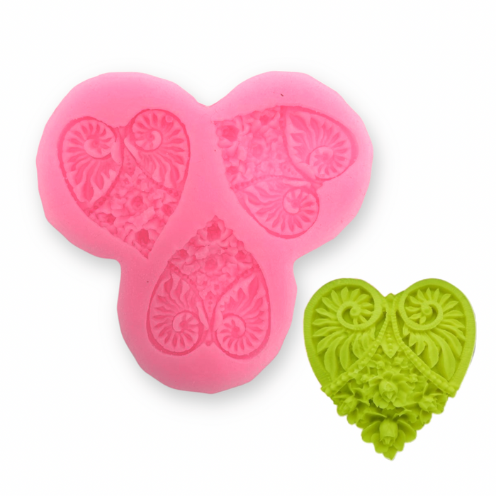 Patterned Hearts Silicone Mold