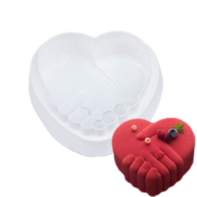 Large Heart Holding Hands Silicone Mold