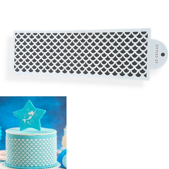 Fish / Mermaid Scales Cake Decorating Stencil