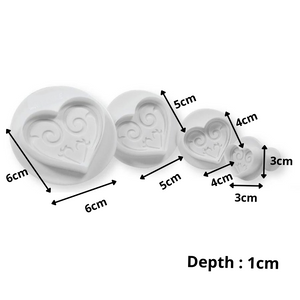 Fancy Hearts Plunger Cutter Set (4 Pieces)