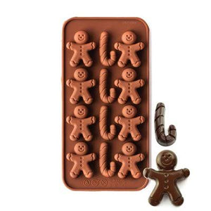 Gingerbread Man & Candy Cane Silicone Mold