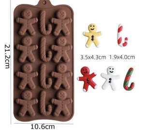 Gingerbread Man & Candy Cane Silicone Mold